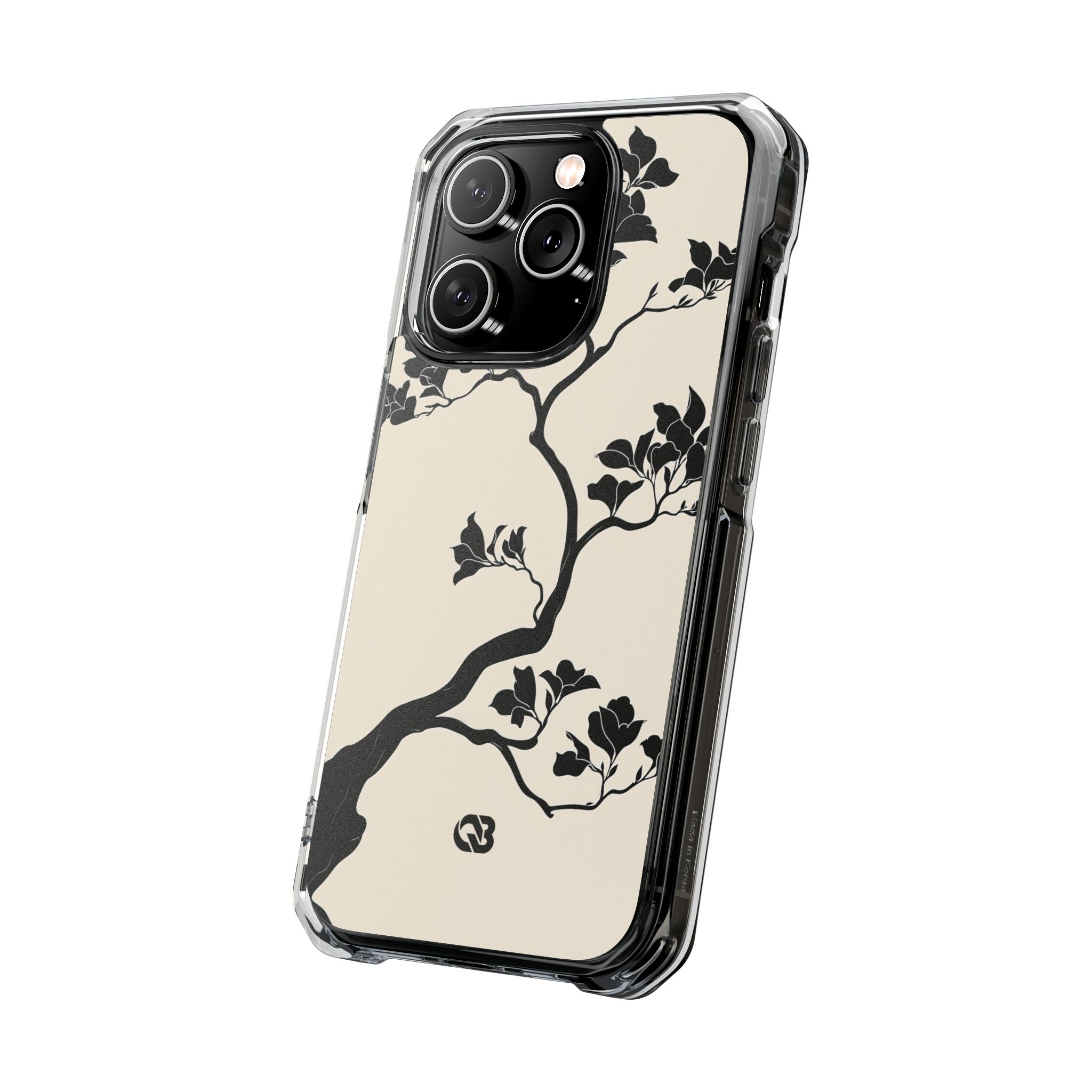 Beige Impact MagSafe Phone Case for iPhone - Obsidian Bonsai Silhouette