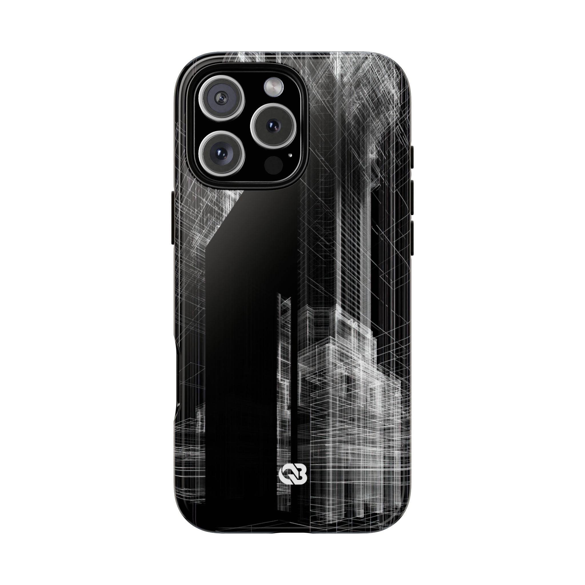 Black Tough Phone Case for iPhone - Ghost Urban Wireframe