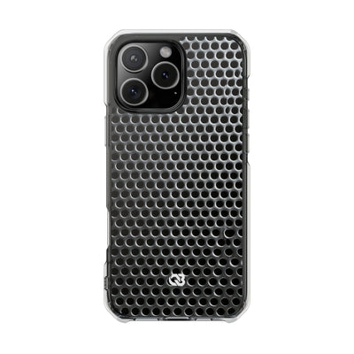 Brushed Perforated Steel · Clear Impact Magnetic Phone Case for iPhone ·  Silver