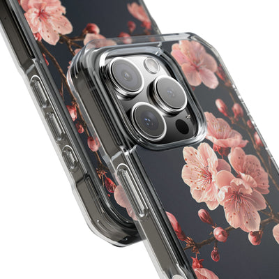 Midnight Sakura Bloom · Clear Impact Magnetic Phone Case for iPhone · Pink