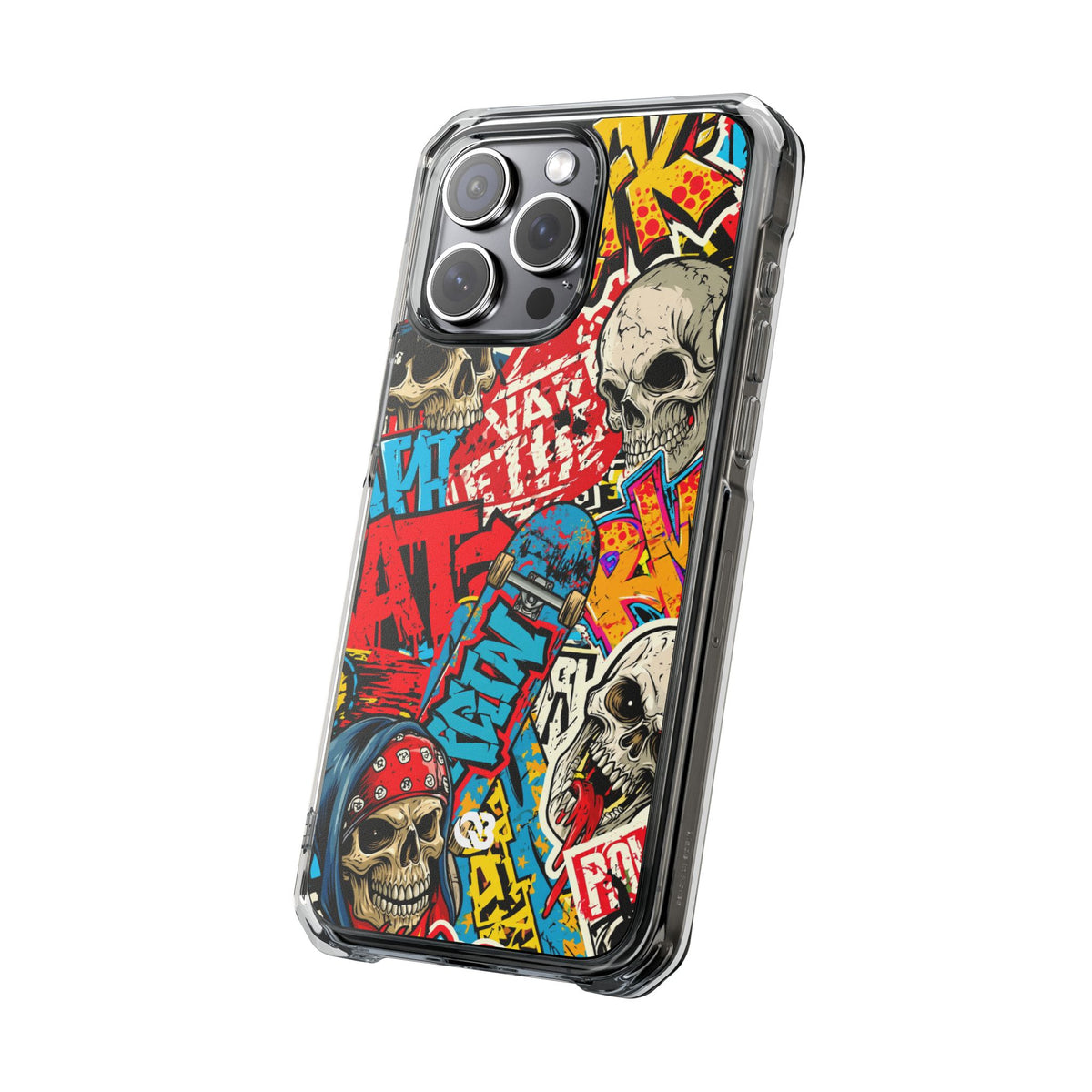 Skate Skull Riot · Clear Impact Magnetic Phone Case for iPhone · Red