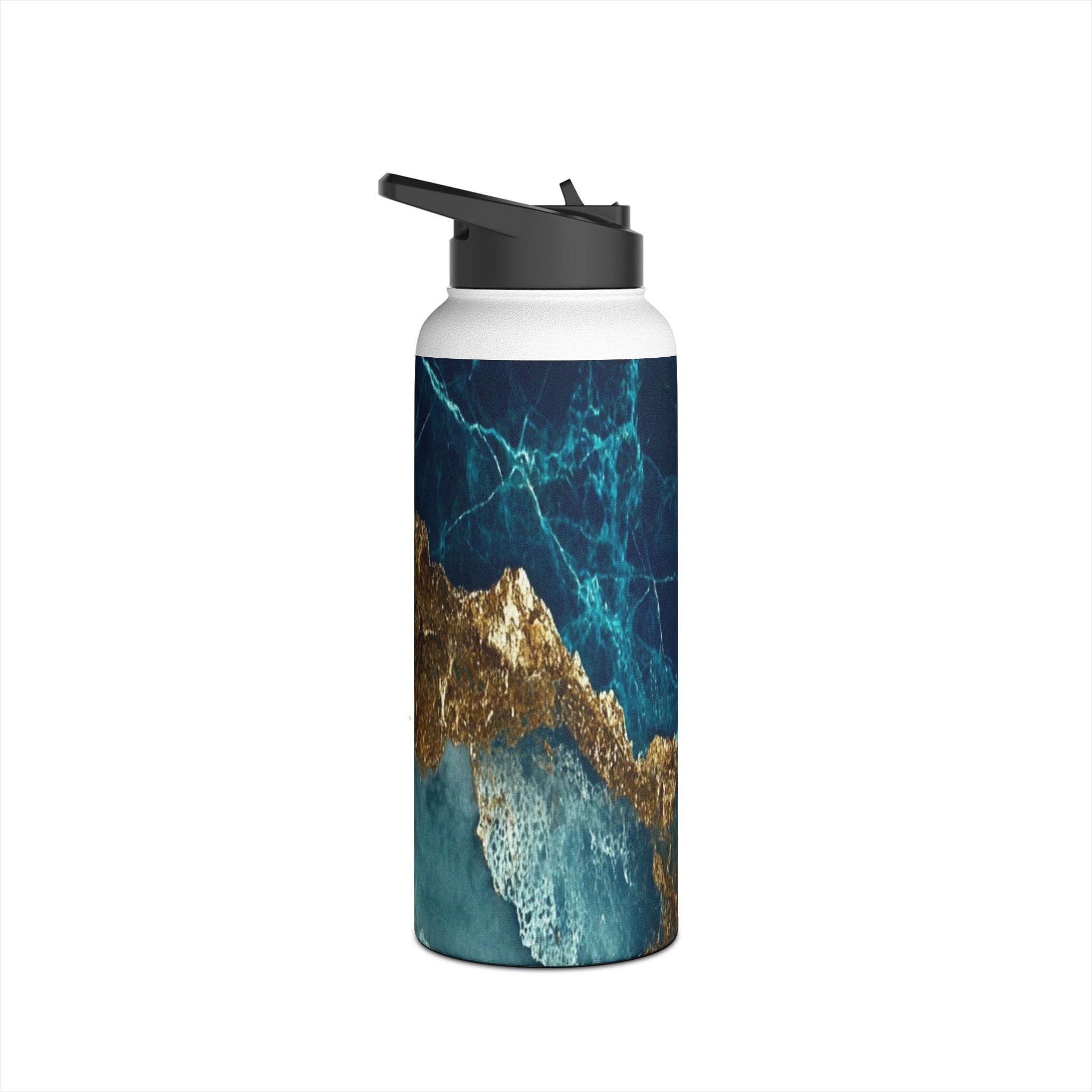 Golden Fracture Teal - Stainless Steel Water Bottle
