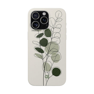 Green Lite Phone Case for iPhone - Muted Eucalyptus Sketch