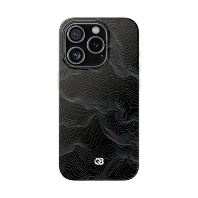 Black Lite Phone Case for iPhone - Obsidian Topo Wireframe