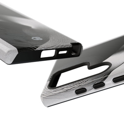 Grey Tough Phone Case for Samsung - Obsidian Moiré Wave