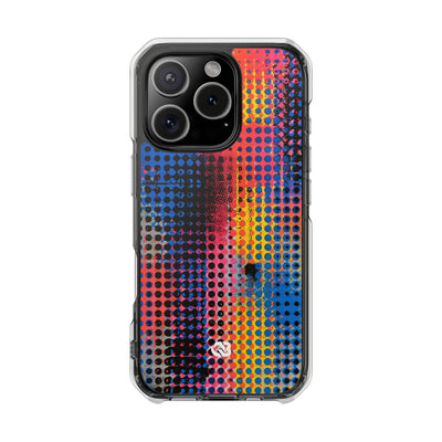 Chromatic Halftone Grid · Clear Impact Magnetic Phone Case for iPhone ·  Blue