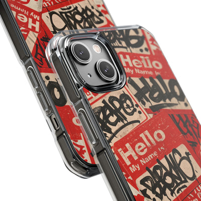 Slap Tag Collage · Clear Impact Magnetic Phone Case for iPhone · Red