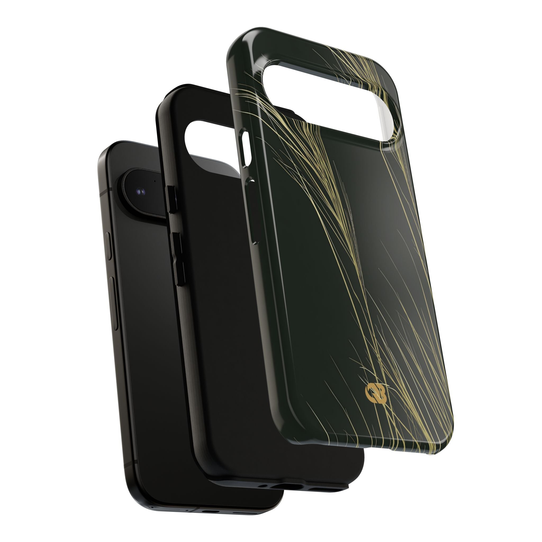 Green Tough Phone Case for Google Pixel - Midnight Gilded Grass