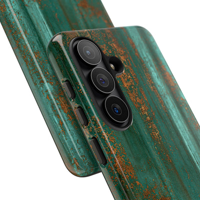 Teal Tough Phone Case for Samsung - Verdigris Copper Siding