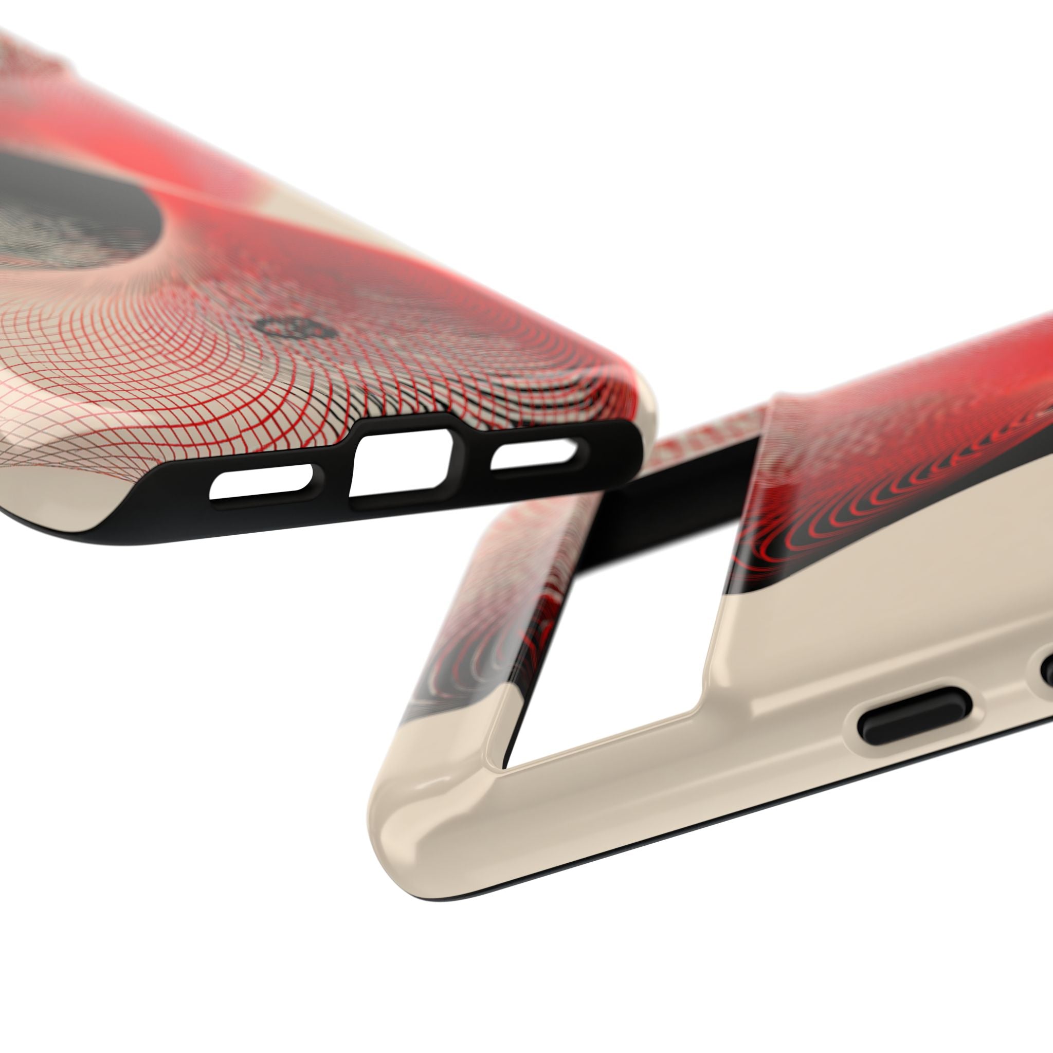 Red Tough Phone Case for Google Pixel - Crimson Grid Vortex