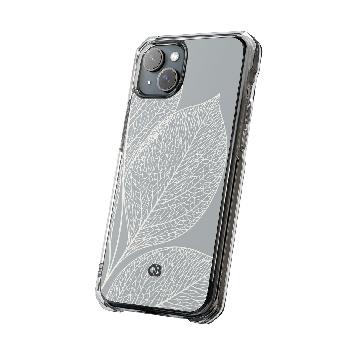 Minimal Leaf Skeleton · Clear Impact Magnetic Phone Case for iPhone ·  Grey