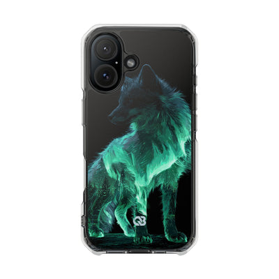 Nordic Aurora Fox · Clear Impact Magnetic Phone Case for iPhone · Teal