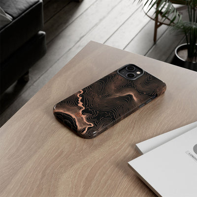 Orange Tough Phone Case for iPhone - Salmon Ridge Topo
