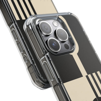 Black Impact MagSafe Phone Case for iPhone - Ivory Signal Grid
