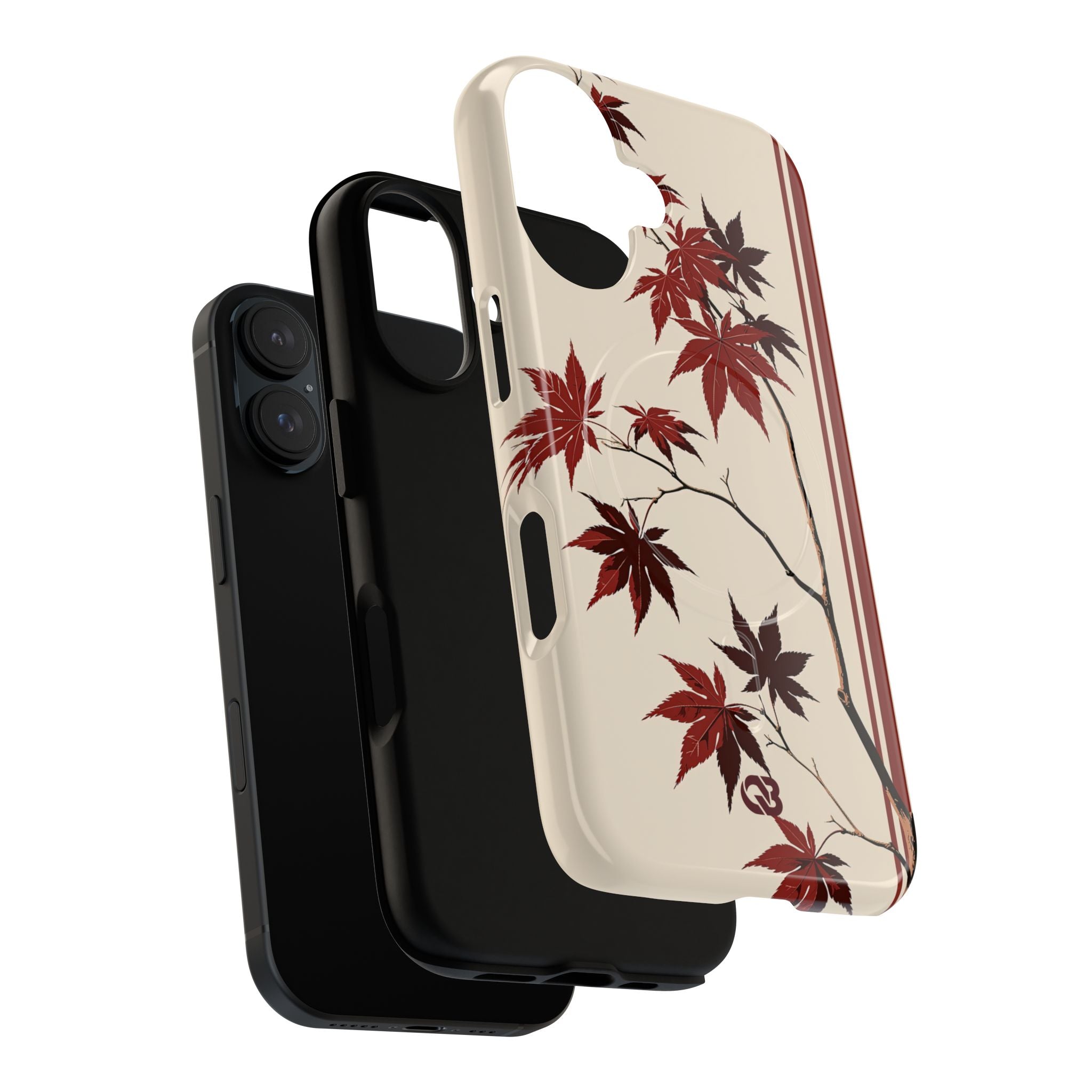 Red Tough 2.0 Magsafe Phone Case for iPhone - Crimson Momiji Stripe