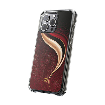 Gilded Crimson Flow · Clear Impact Magnetic Phone Case for iPhone · Red