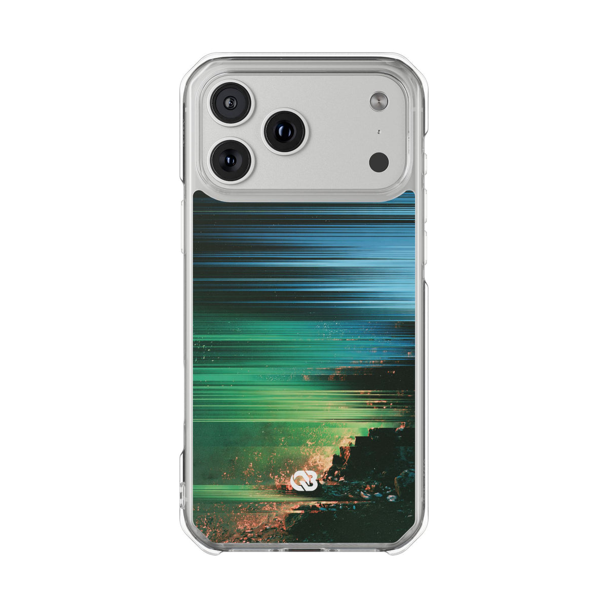 Digital Shoreline Drift · Clear Impact Magnetic Phone Case for iPhone ·  Teal