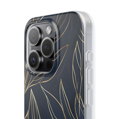 Gilded Navy Foliage · Soft Phone Case for iPhone