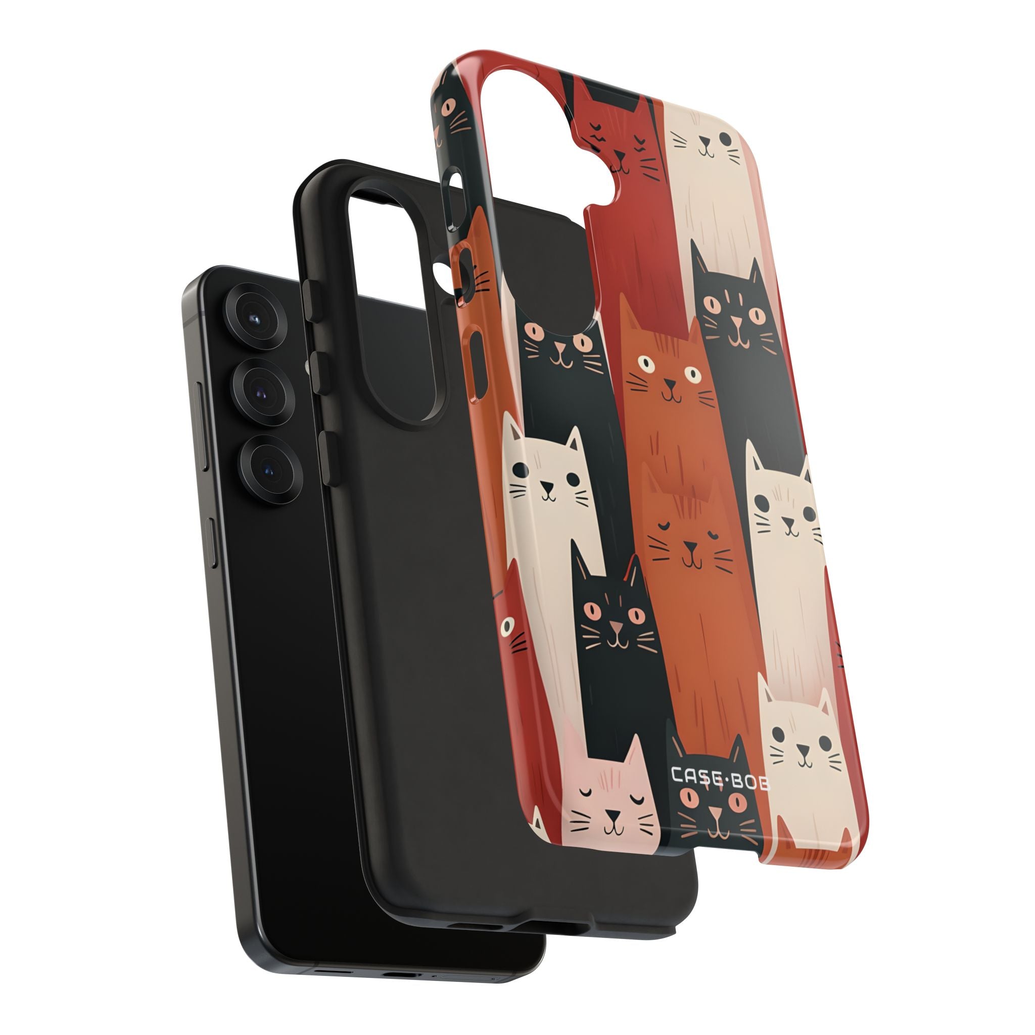 Verlängerte Katzen Schwarz Samsung S25 Case - Tough