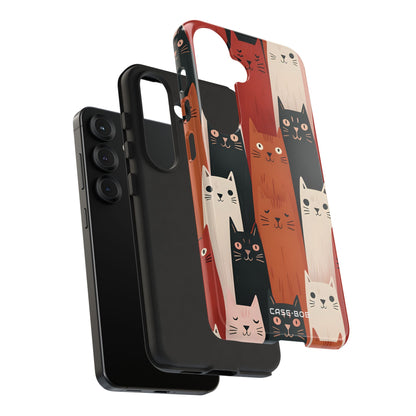 Verlängerte Katzen Schwarz Samsung S25 Case - Tough