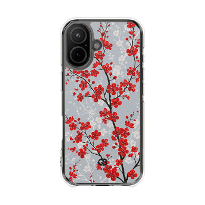 Grey Impact MagSafe Phone Case for iPhone - Crimson Sakura Slate