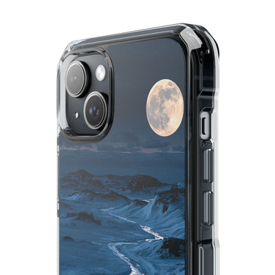 Arctic Moon Drift · Clear Impact Magnetic Phone Case for iPhone · Blue