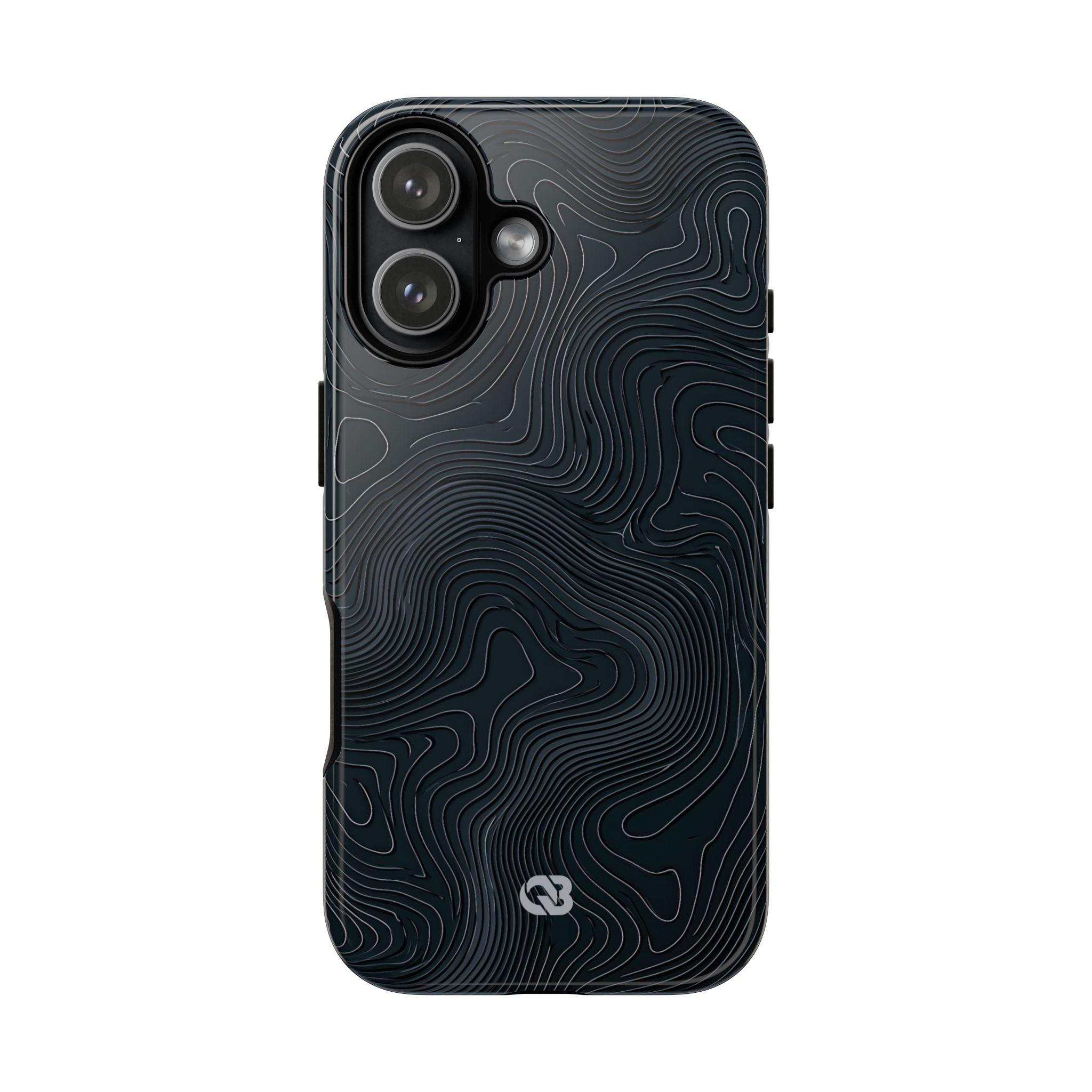 Black Tough Phone Case for iPhone - Obsidian Ridge Topo