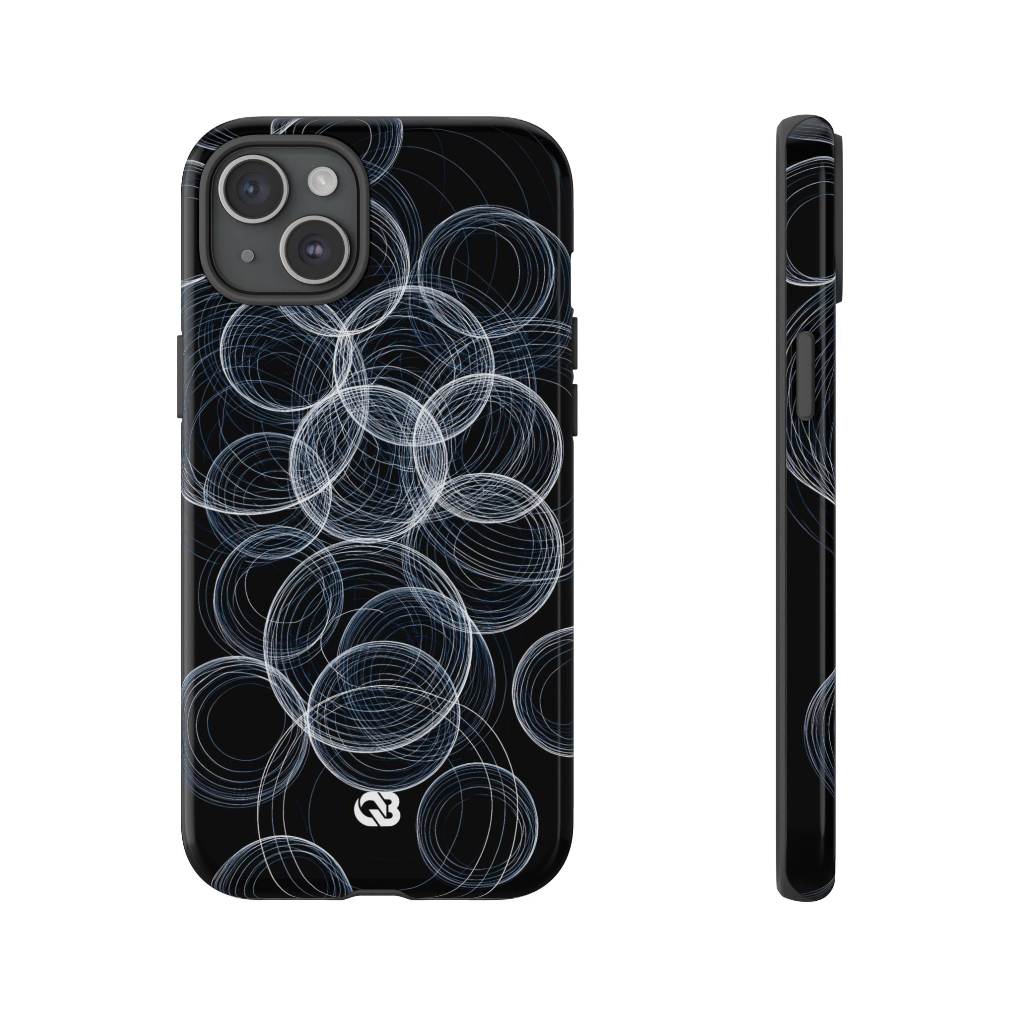 Black Tough Phone Case for iPhone - Frosted Ring Matrix