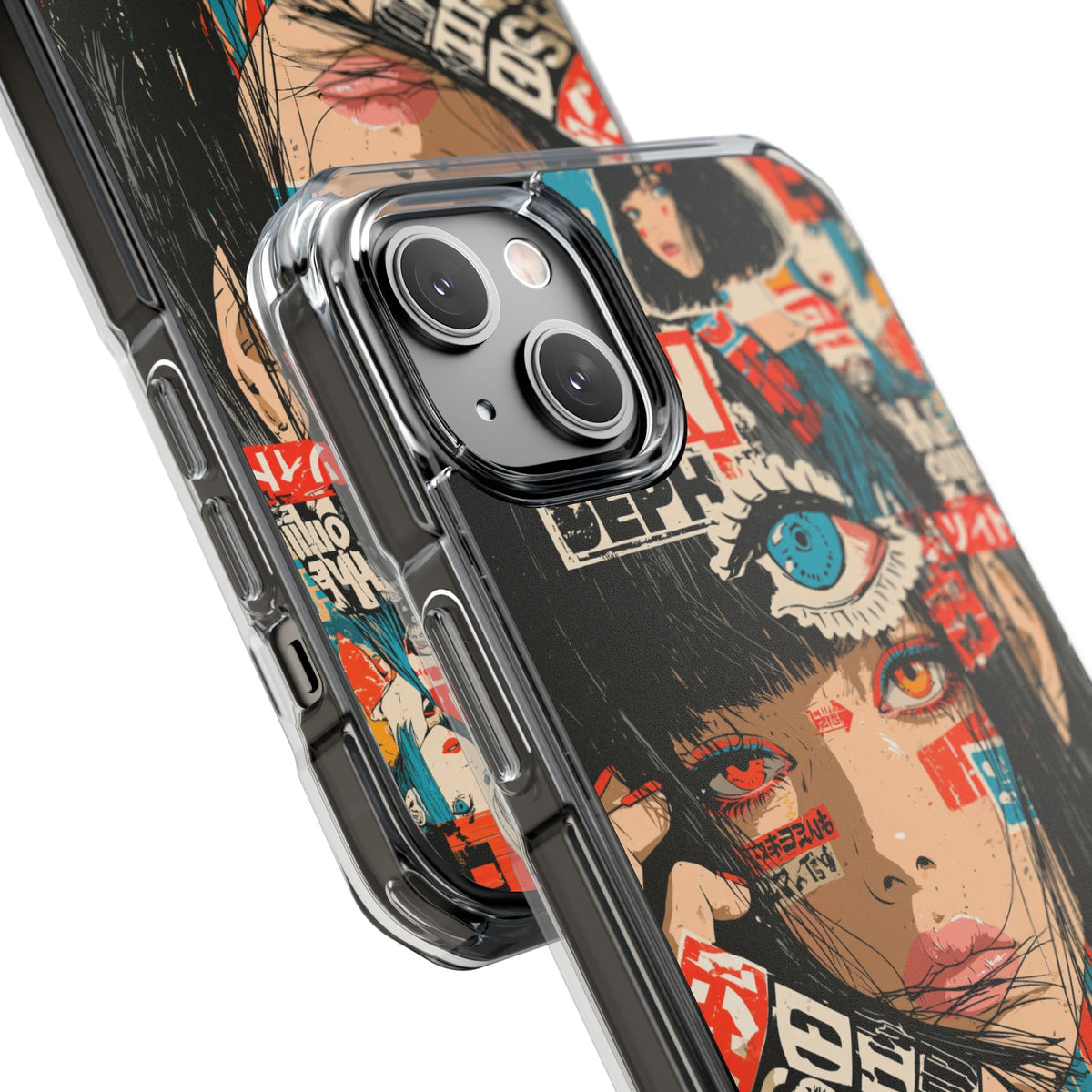 Shibuya Street Collage · Clear Impact Magnetic Phone Case for iPhone · Red