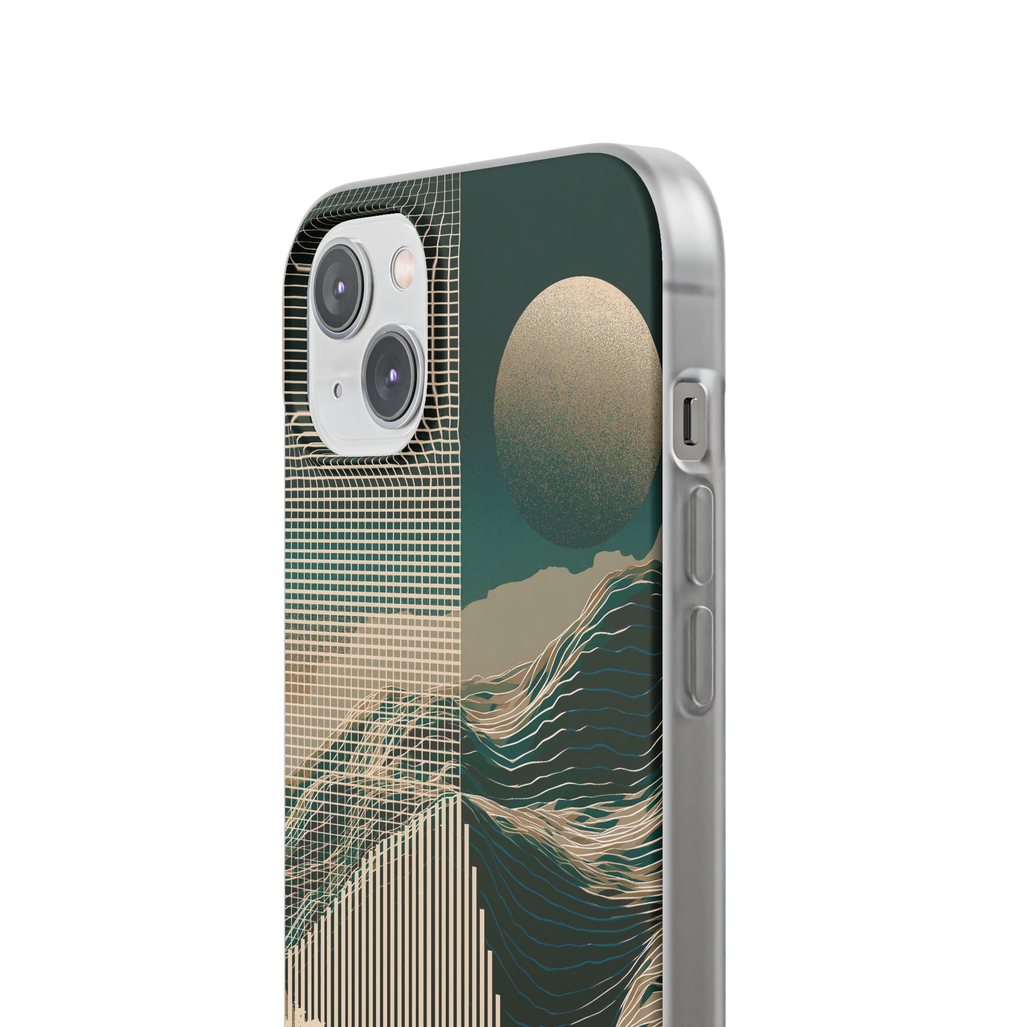 Green Lite Phone Case for iPhone - Lunar Moss Topography