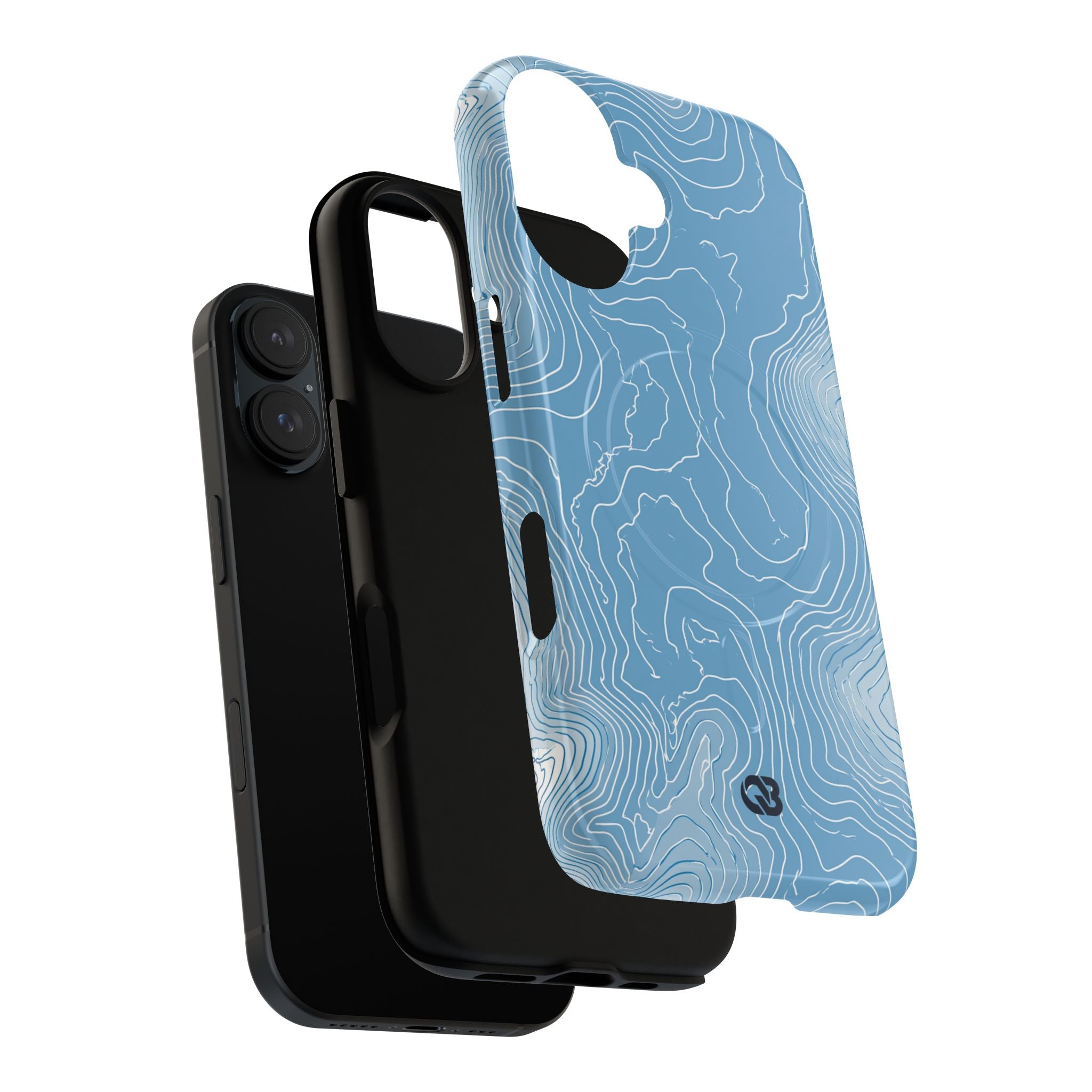 Blue Tough 2.0 Magsafe Phone Case for iPhone - Glacial Ridge Topo