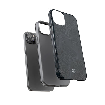 Black Tough Phone Case for iPhone - Obsidian Ridge Topo