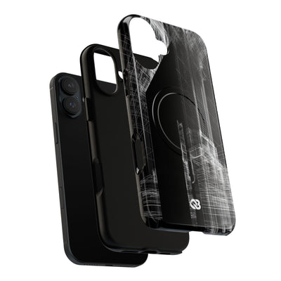 Black Tough 2.0 Magsafe Phone Case for iPhone - Ghost Urban Wireframe