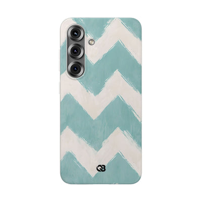 Teal Painted Chevron · Soft Phone Case for Samsung