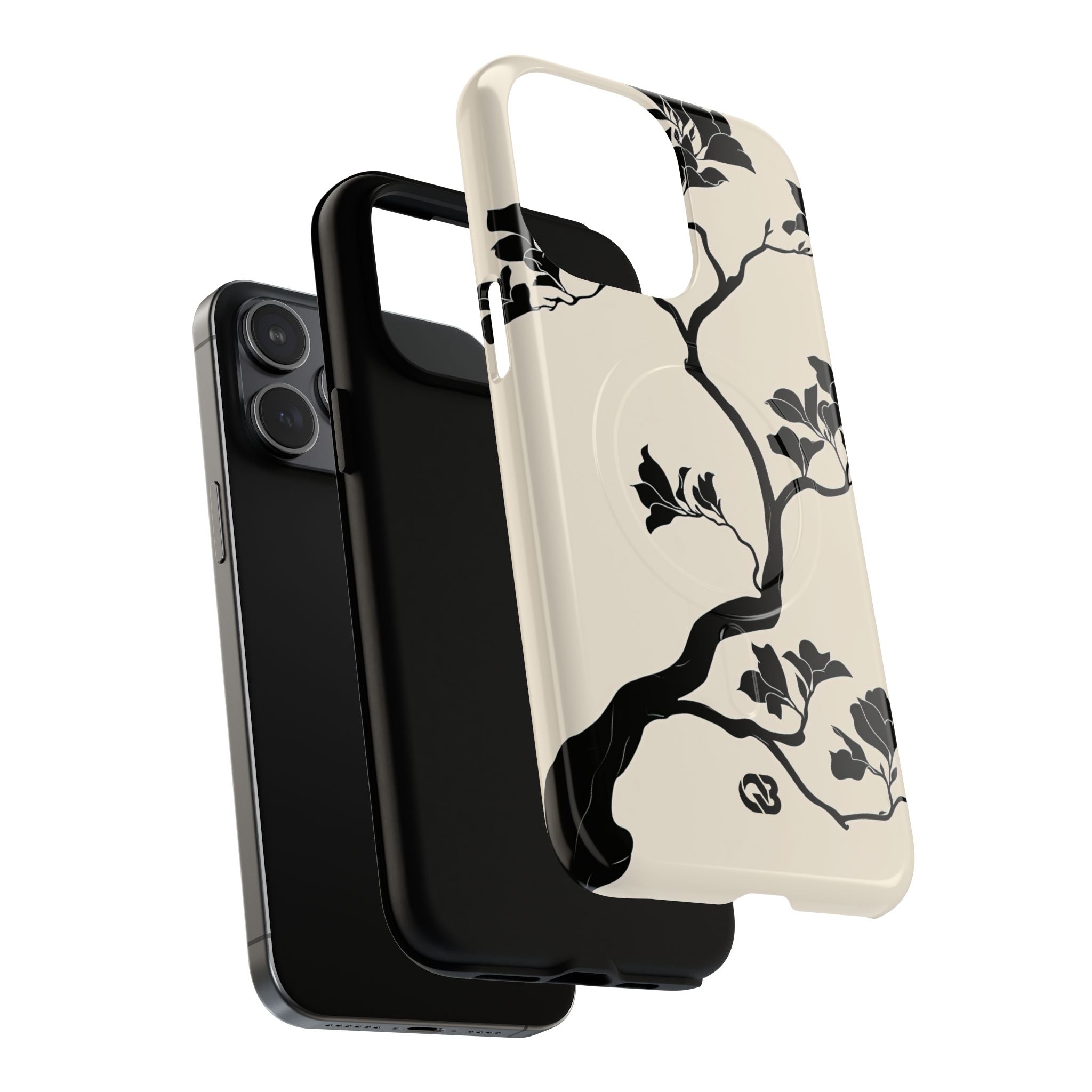 Beige Tough 2.0 Magsafe Phone Case for iPhone - Obsidian Bonsai Silhouette