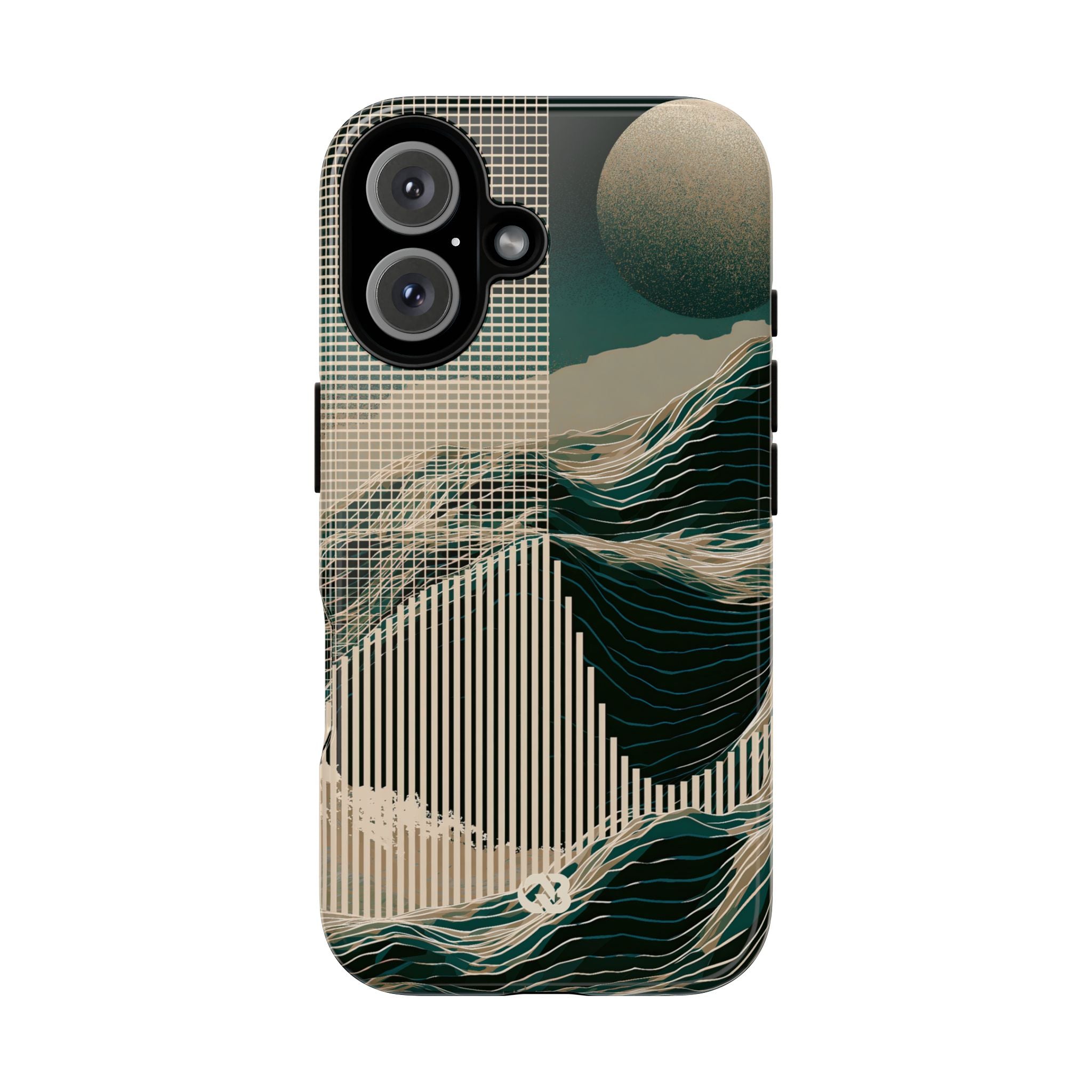 Green Tough Phone Case for iPhone - Lunar Moss Topography