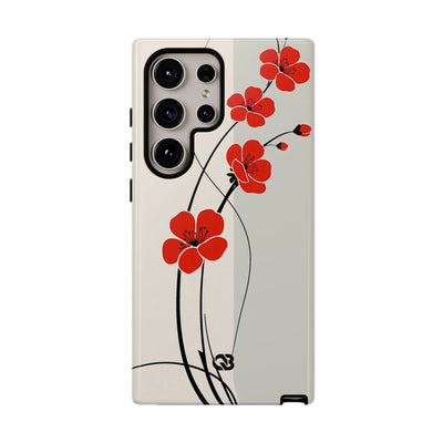 Beige Tough Phone Case for Samsung - Scarlet Ink Petals