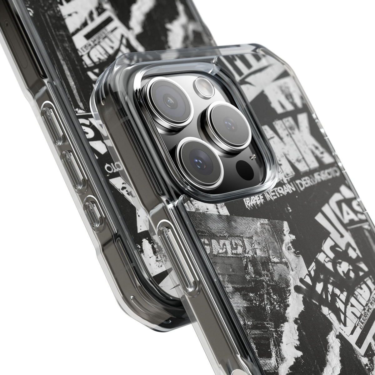 Underground Punk Collage · Clear Impact Magnetic Phone Case for iPhone · Black