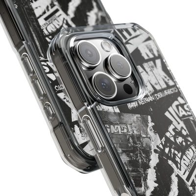 Underground Punk Collage · Clear Impact Magnetic Phone Case for iPhone · Black