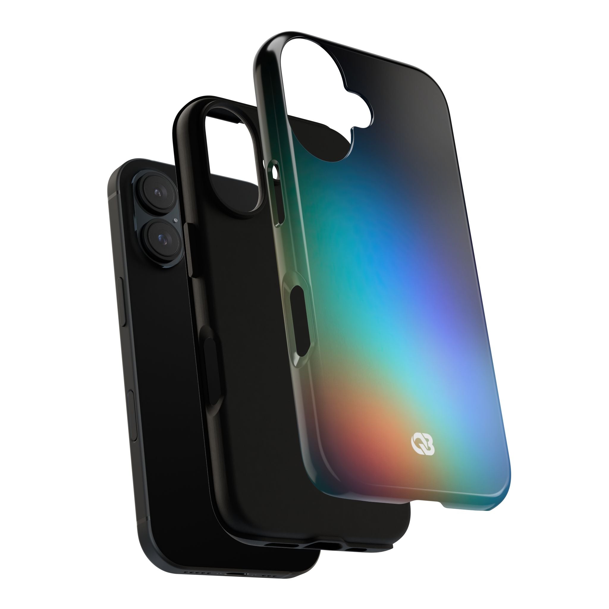 Black Tough Phone Case for iPhone - Electric Prism Grain