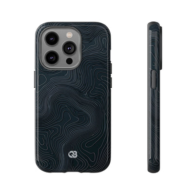 Black Tough Phone Case for iPhone - Obsidian Ridge Topo