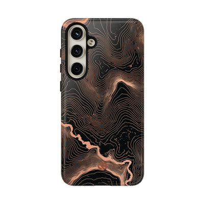 Orange Tough Phone Case for Samsung - Salmon Ridge Topo