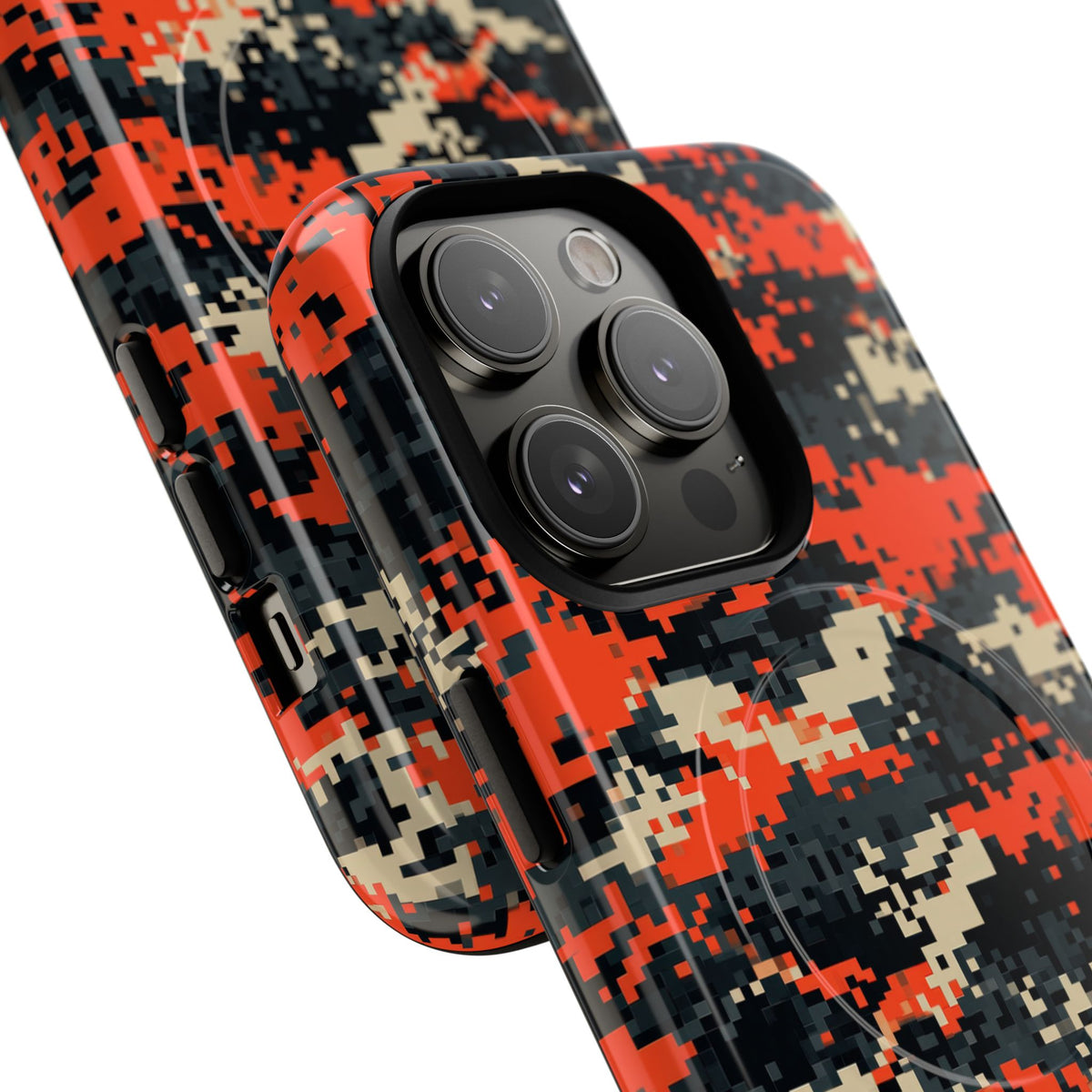 Signal Pixel Camo · Tough 2.0 Magnetic Phone Case for iPhone · Orange
