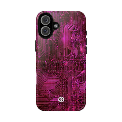 Magenta Circuit Trace · Tough Phone Case for iPhone · Pink