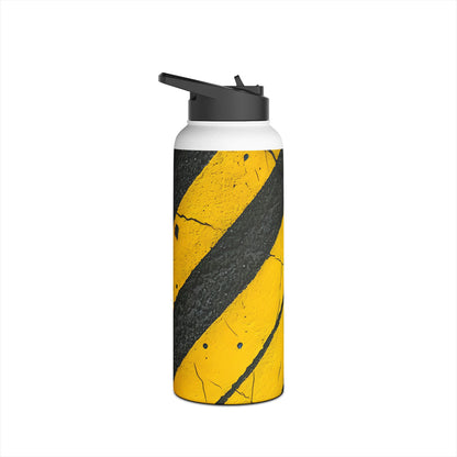 Yellow Stripes Distress - Stainless Steel Water Bottle