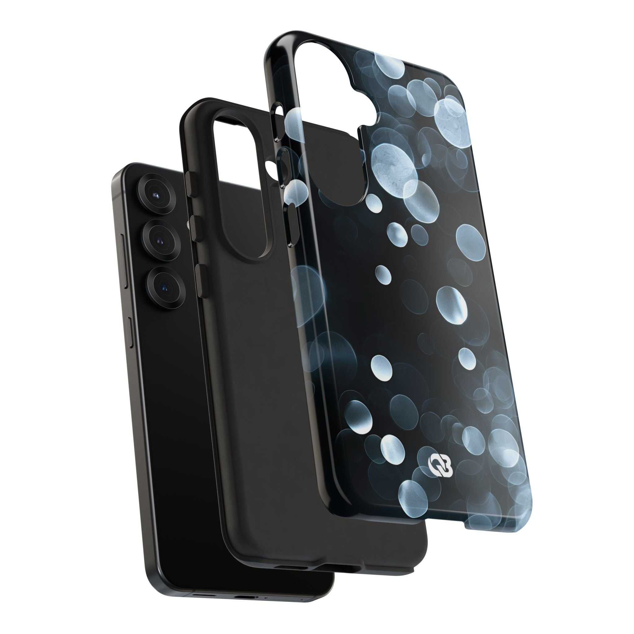 Black Tough Phone Case for Samsung - Silver Orbit Glow