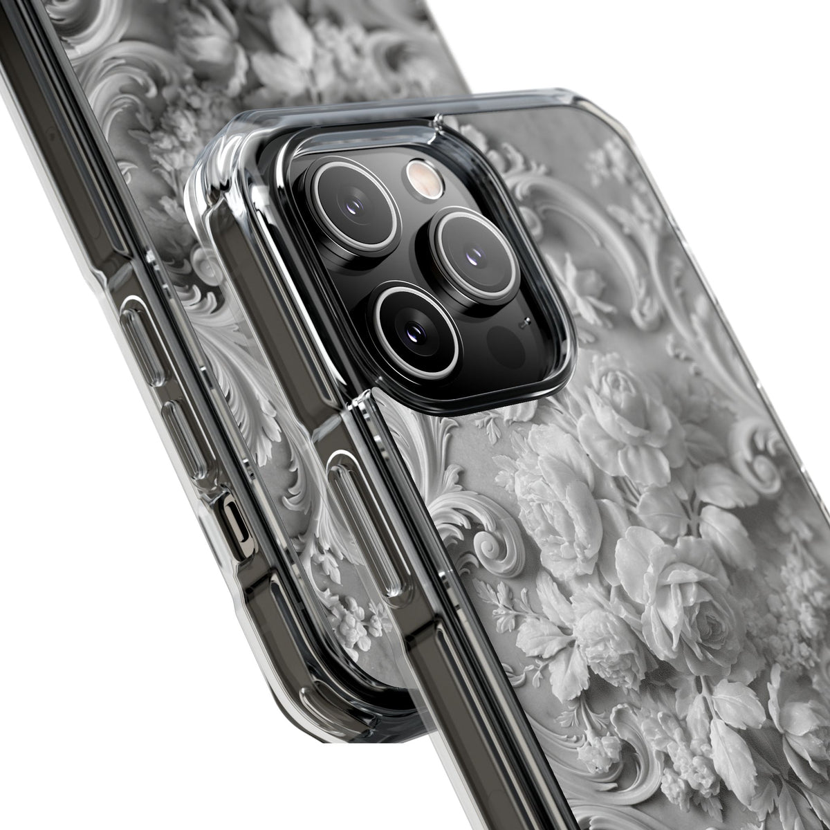 Rococo Marble Rose · Clear Impact Magnetic Phone Case for iPhone · White
