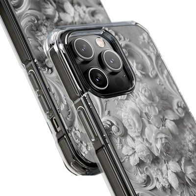 Rococo Marble Rose · Clear Impact Magnetic Phone Case for iPhone · White