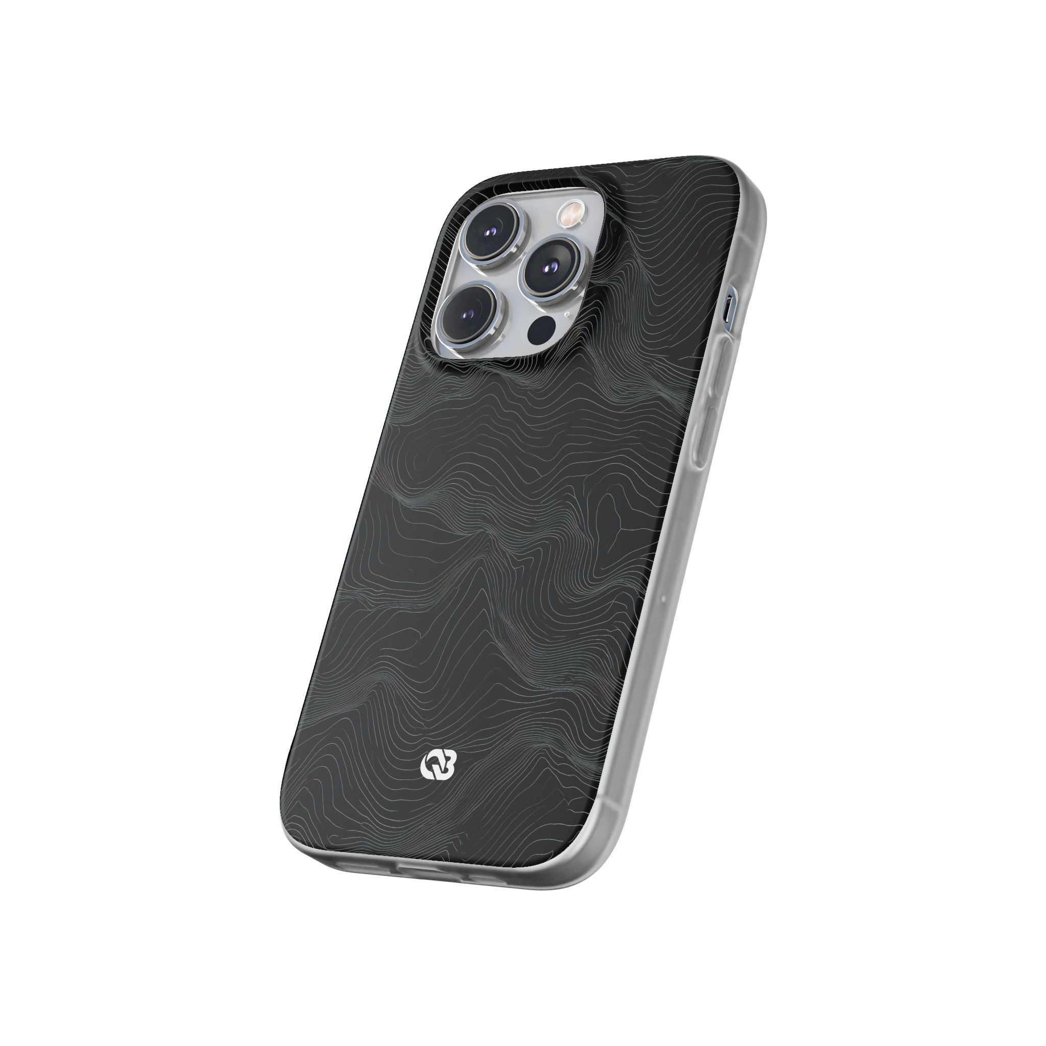 Black Lite Phone Case for iPhone - Obsidian Topo Wireframe