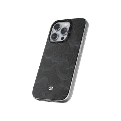 Black Lite Phone Case for iPhone - Obsidian Topo Wireframe